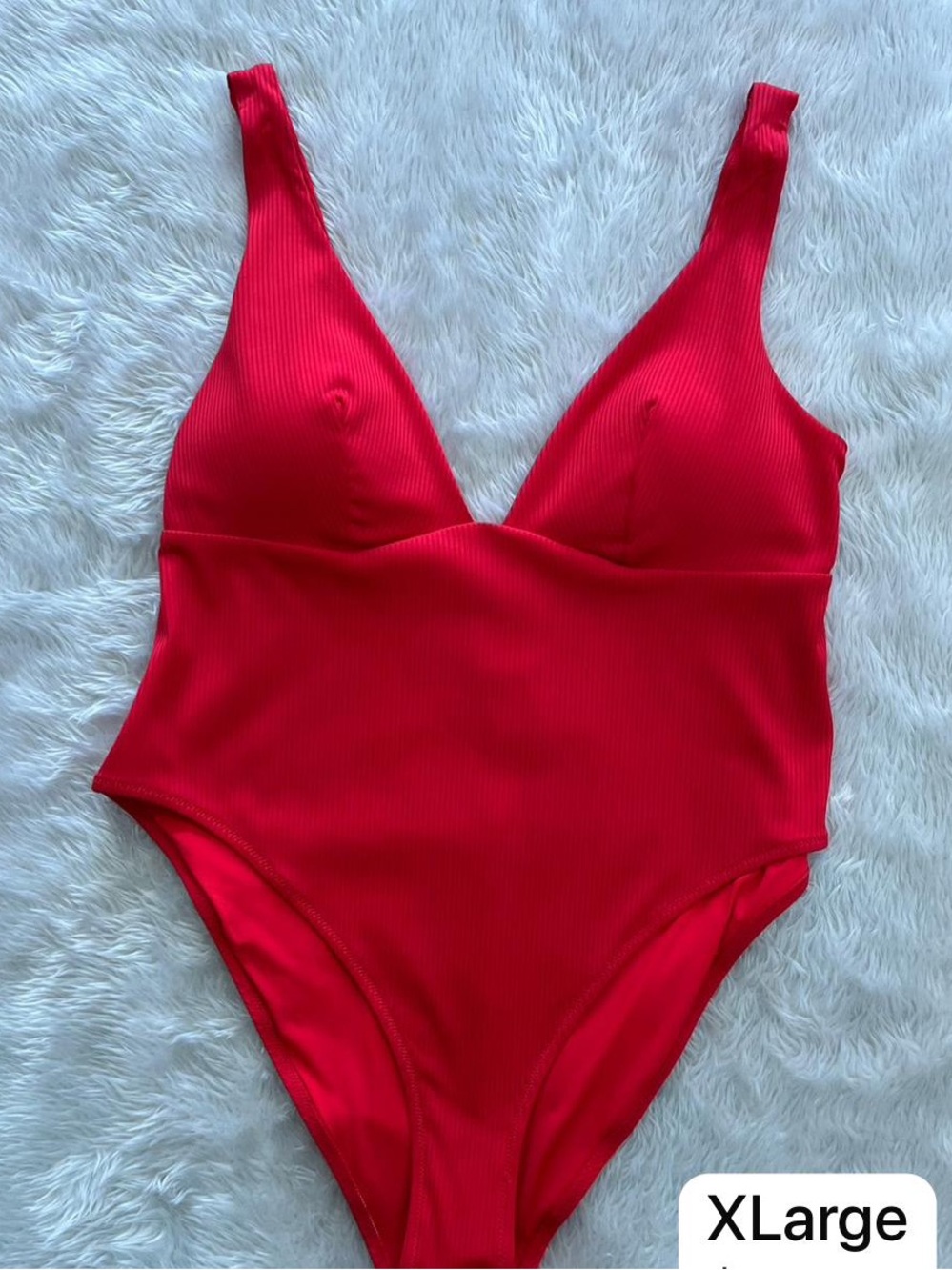 Red Ribbed One-Piece Swimsuit NWT XL